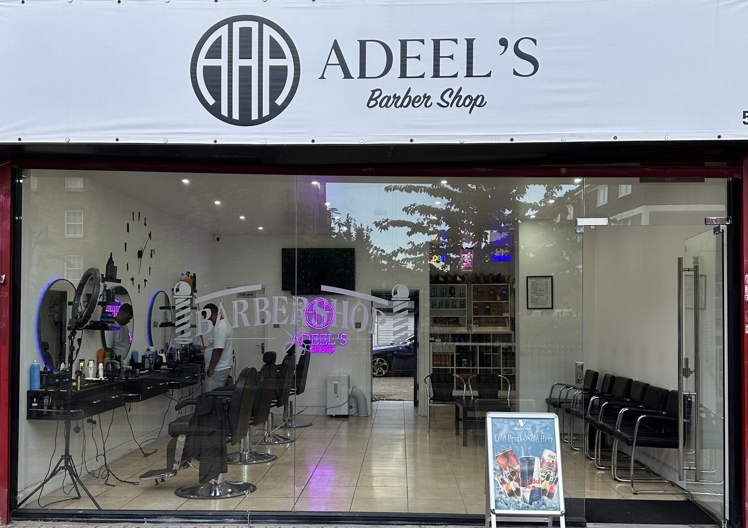 Adeel's Barbershop shopfront on Old Ford Road, Bethnal Green